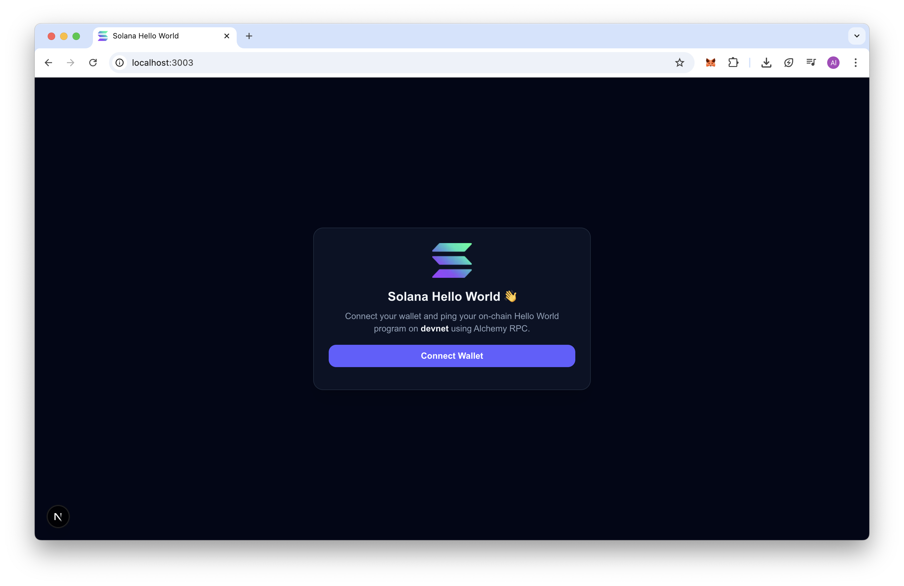 Solana Hello World Screenshot