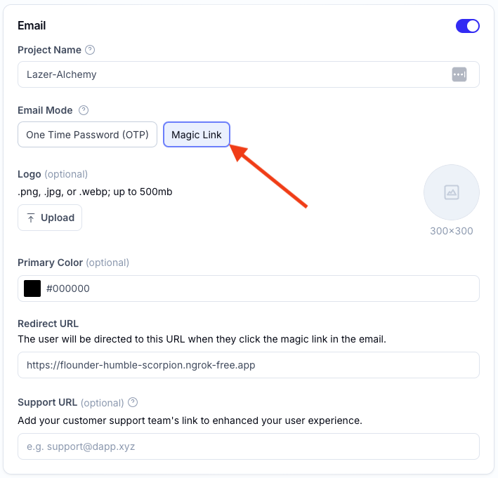 Email Mode Magic Link